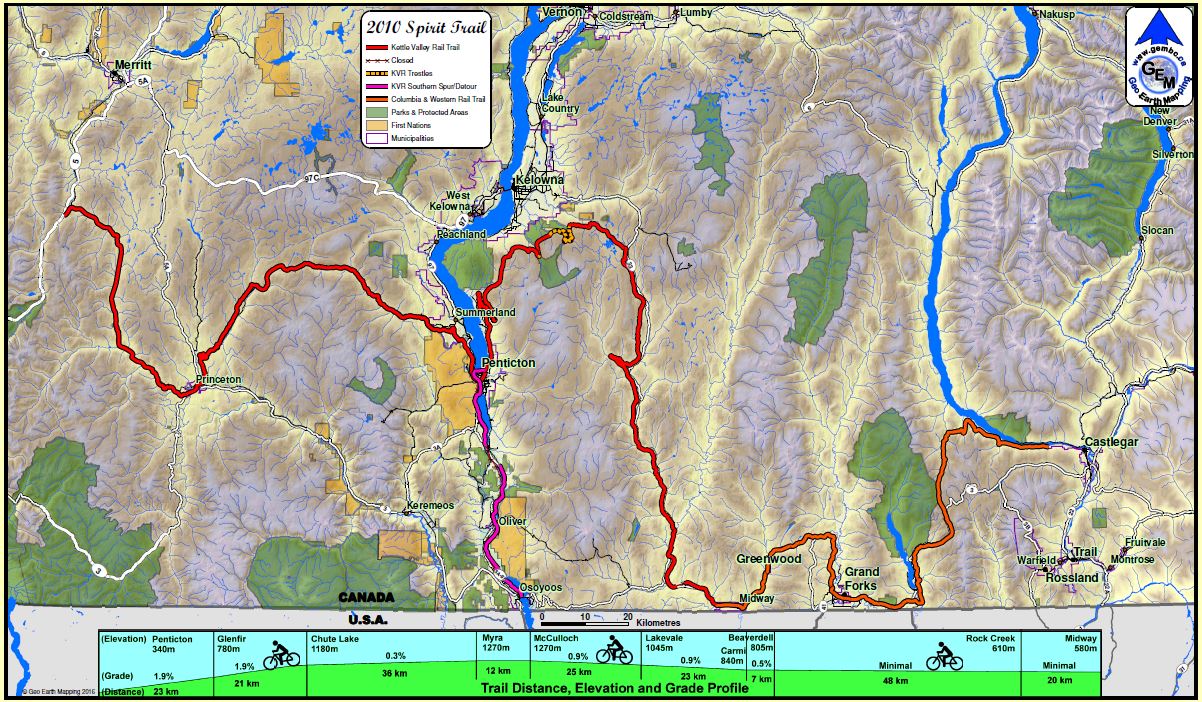 Kettle Valley Rail Trail Map-2010 Spirit Trail